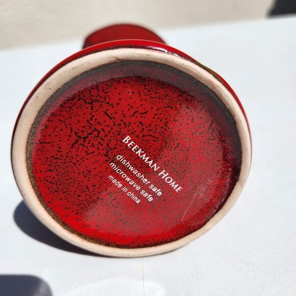 NEW Vintage Ceramic Pottery Beekman Home Abstract 5.5" Milk Pitcher Red Brown Co - Picture 10 of 15